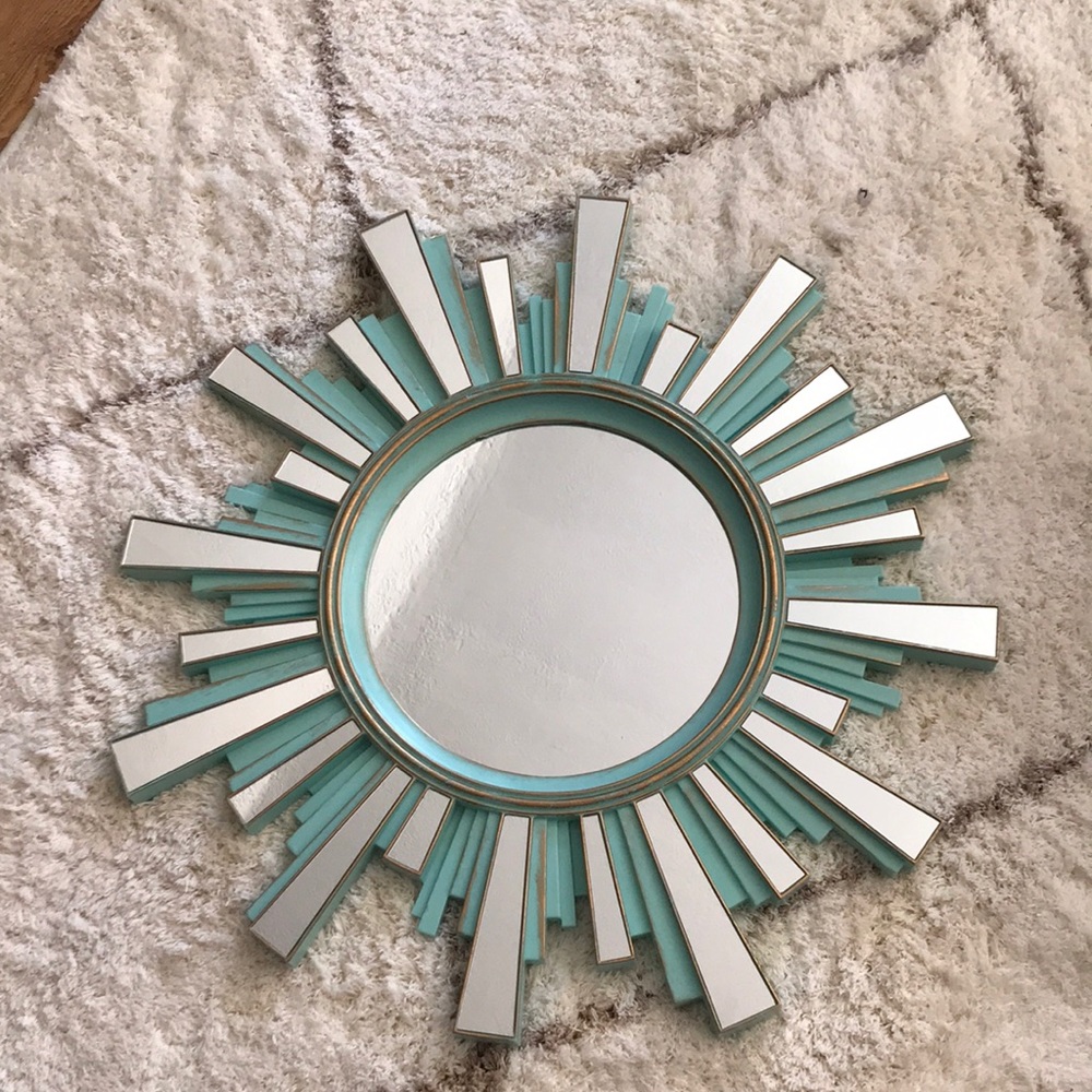Turquoise mirrored wall hang